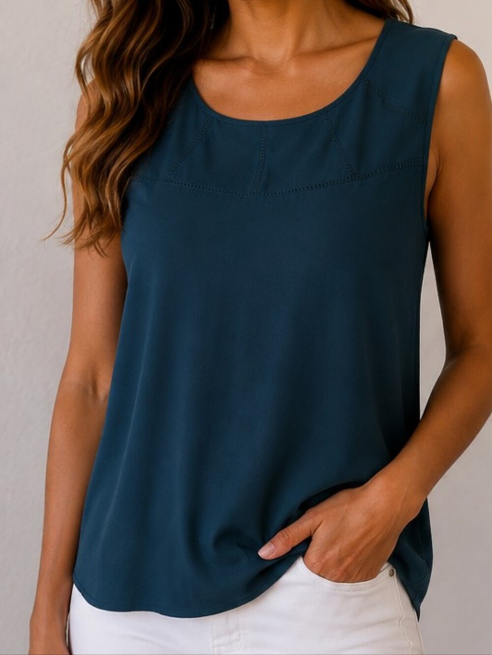 LOFT Green / Blue Scoop Neck Sleeveless Camisole
